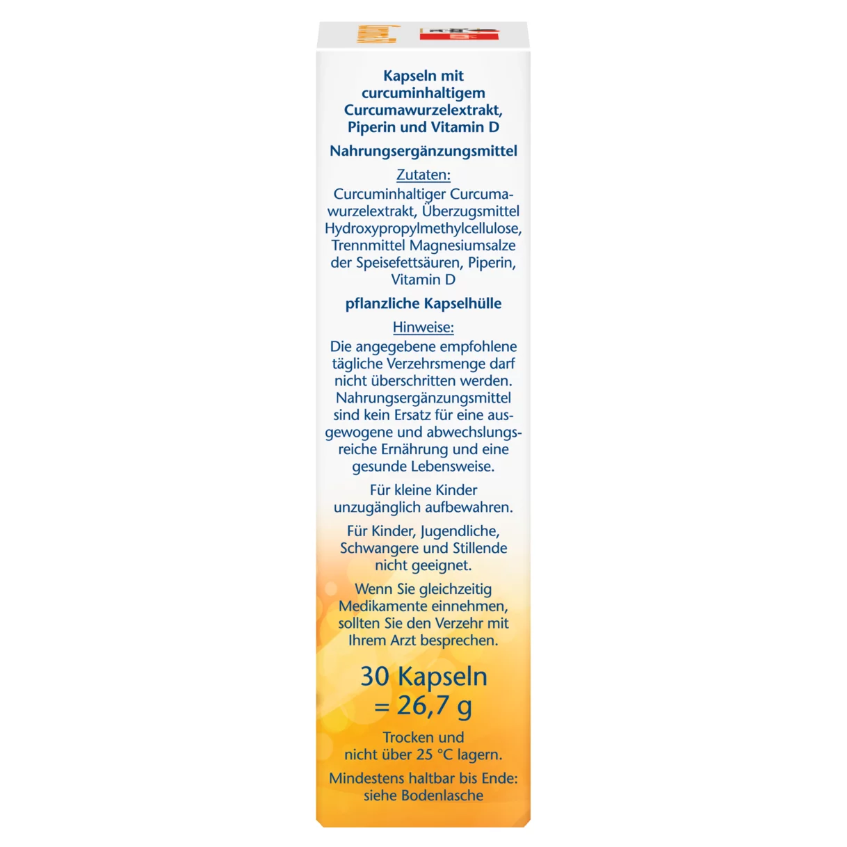 Abbildung der Produktverpackung Doppelherz aktiv Curcuma 750 Seitenansicht rechts